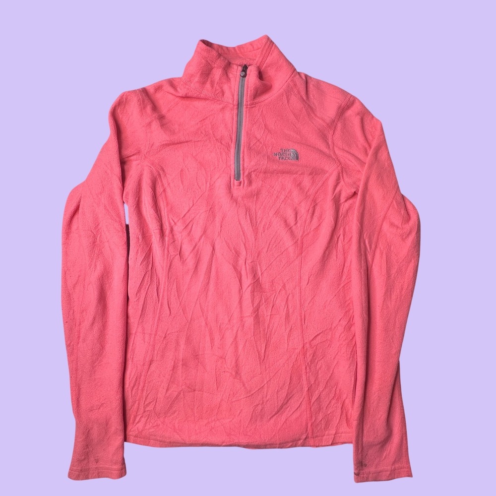 The North Face Fleece Pullover Womens S Pink TKA 100 1/4 Zip Mock Neck Athletic